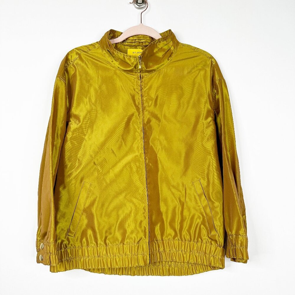 St. John Windbreaker Jacket Iridescent Zip-up Jacket Gold Lightweight M#A0567 - Picture 2 of 7